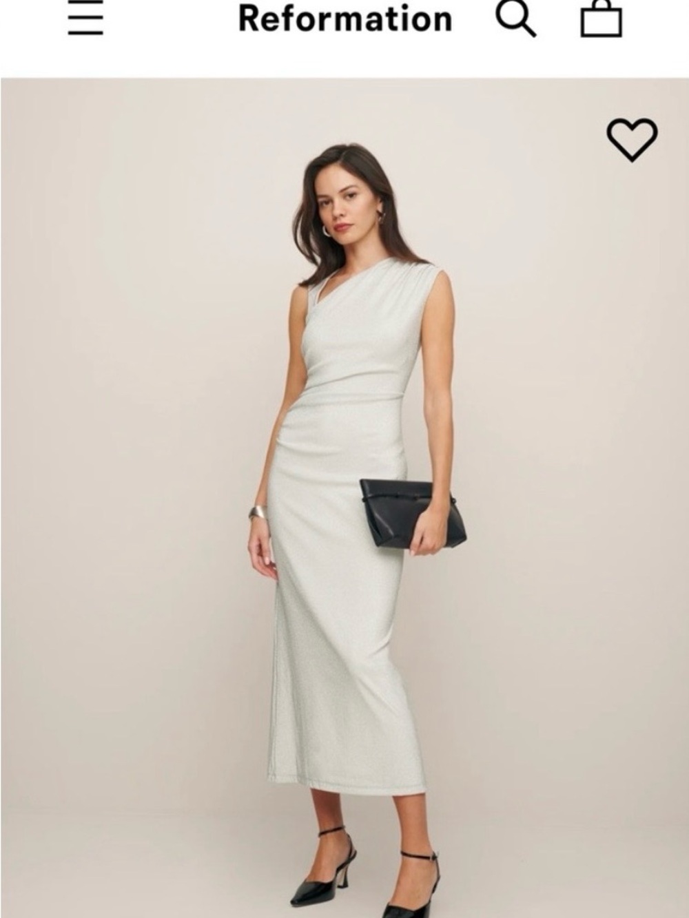 Reformation Amiah One-Shoulder Silver Dress